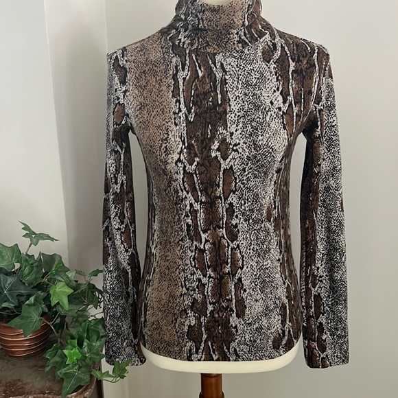Zara Snake Skin Print Turtleneck - Picture 1 of 6